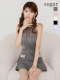 XSサイズあり【ANIER./アニエル】【ROBE de FLEURS/ローブドフルール】Satin Bijou back open halter mini dress/ サテン/ ビジュー/ バックオープン/ ホルター/ ミニドレス/ キャバドレス[OF08]