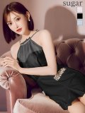 XSサイズあり【Anier ROBE./アニエルローブ】【ROBE de FLEURS/ローブドフルール】Satin Bijou back open halter mini dress/ サテン/ ビジュー/ バックオープン/ ホルター/ ミニドレス/ キャバドレス[OF08]