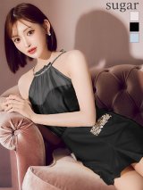 XSサイズあり【Anier ROBE./アニエルローブ】【ROBE de FLEURS/ローブドフルール】Satin Bijou back open halter mini dress/ サテン/ ビジュー/ バックオープン/ ホルター/ ミニドレス/ キャバドレス[OF08]【一部予約商品/8月上旬発送予定】