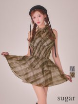 【予約商品/2月下旬発送予定】XSサイズあり【ANIER./アニエル】【ROBE de FLEURS/ローブドフルール】Sheer check tiered mini dress/ シアー/ チェック/ ノースリーブ/ フレア/ ミニドレス/ キャバドレス[OF08]