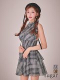 XSサイズあり【ANIER./アニエル】【ROBE de FLEURS/ローブドフルール】Sheer check tiered mini dress/ シアー/ チェック/ ノースリーブ/ フレア/ ミニドレス/ キャバドレス[OF08]