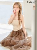 XSサイズあり【ANIER./アニエル】【ROBE de FLEURS/ローブドフルール】chic corset couture long dress/ バイカラー/ チュール/ 2way/ ベア/ フレア/ ワンピース/ ミディアムドレス/ キャバドレス[OF08]