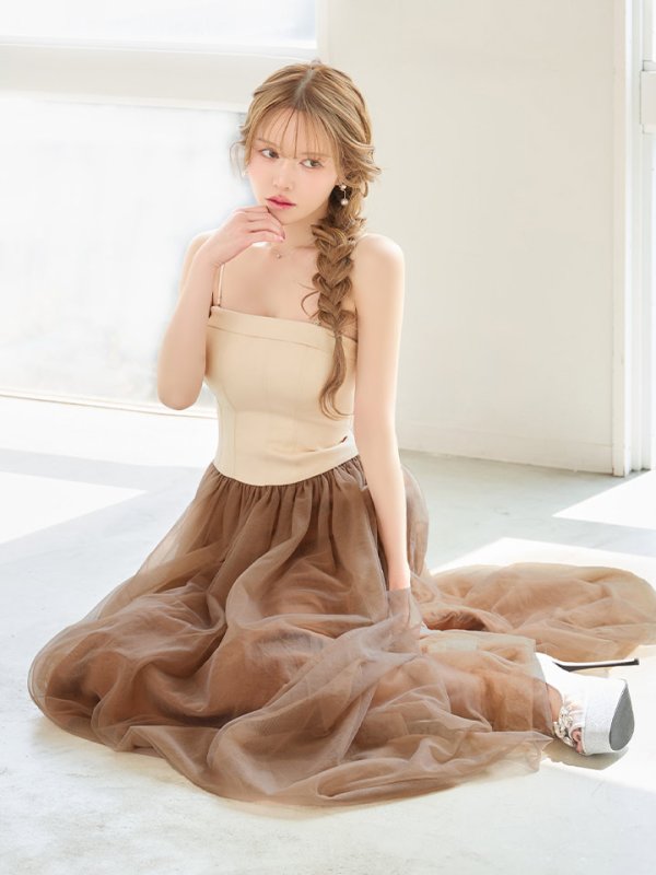 アイボリーxブラウン　モデル：ゆめ　身長：160cm　着用サイズ：Sサイズ