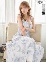 XSサイズあり【ANDY/アンディ】スクエアネック/ バストジップ/ ノースリーブ/ シフォン/ 総柄/ フレア/ ワンピース/ ロングドレス/ キャバドレス[OF05]