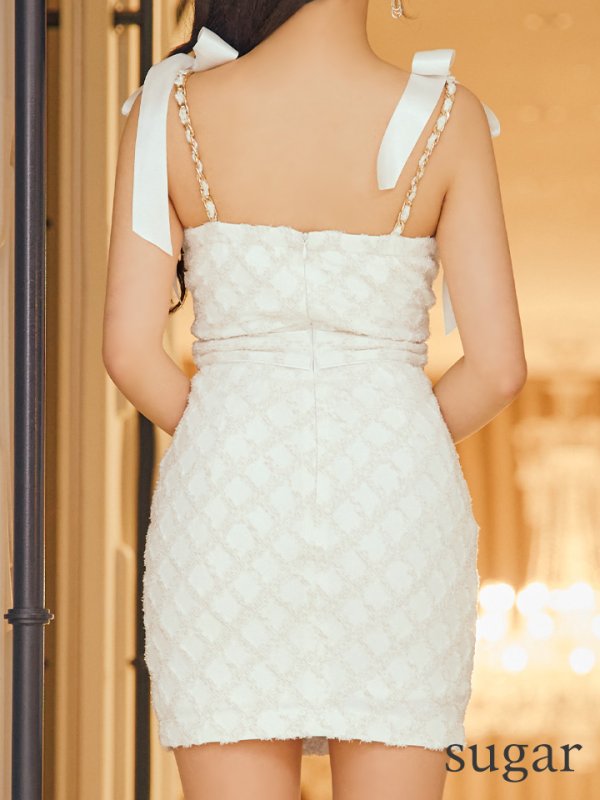 画像9: XSサイズあり【an /アン】ショルダーリボン/ フロントジップ/ キャミソール/ タイト/ ミニドレス/ キャバドレス[OF05]