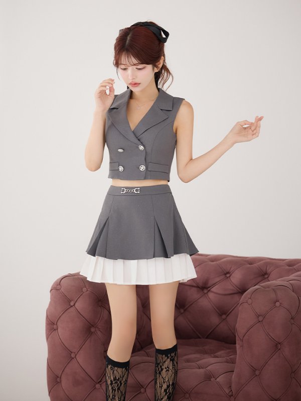 グレーｘホワイト　モデル：まりん　身長：164cm　着用サイズ：Sサイズ