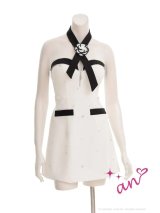 XSサイズあり【an/アン】アクセサリー付き/ ラメ/ ベアトップ/ 立体フラワー/ ビジュー/ フレア/ ミニドレス/ キャバドレス[OF05]