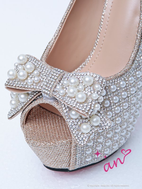 画像6: 【an】2color/ 14cmヒール/ パール/ リボンモチーフ/ ハイヒール/ ピンヒール/ オープントゥパンプス [OF02]