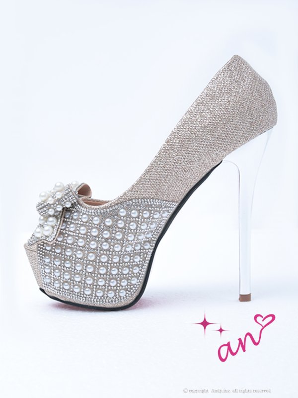 画像3: 【an】2color/ 14cmヒール/ パール/ リボンモチーフ/ ハイヒール/ ピンヒール/ オープントゥパンプス [OF02]