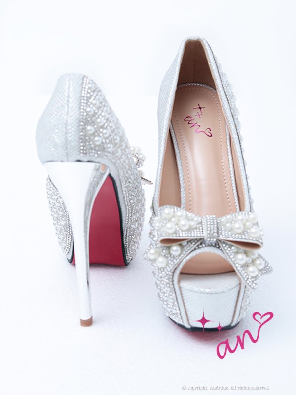 画像10: 【an】2color/ 14cmヒール/ パール/ リボンモチーフ/ ハイヒール/ ピンヒール/ オープントゥパンプス [OF02]