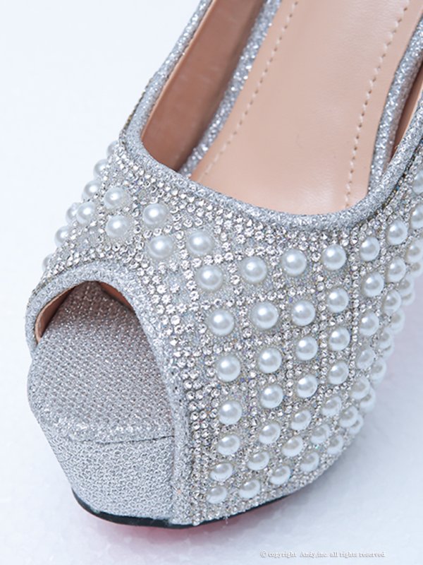 画像9: 【an】2color/ 14cmヒール/ パール/ ビジュー/ ハイヒール/ ピンヒール/ オープントゥパンプス [OF02]