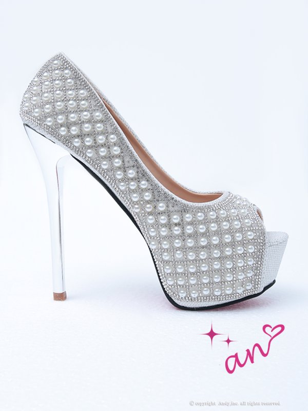 画像6: 【an】2color/ 14cmヒール/ パール/ ビジュー/ ハイヒール/ ピンヒール/ オープントゥパンプス [OF02]