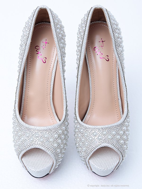 画像7: 【an】2color/ 14cmヒール/ パール/ ビジュー/ ハイヒール/ ピンヒール/ オープントゥパンプス [OF02]