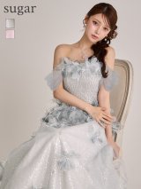 【couture an/クチュールアン】ベア/ オフショル/ 2way/ チュール/ レース/ ラメ/ 立体フラワー/ フレア/ プリンセス/ ロングドレス/ キャバドレス long[OF05]【一部予約商品/1月下旬発送予定】