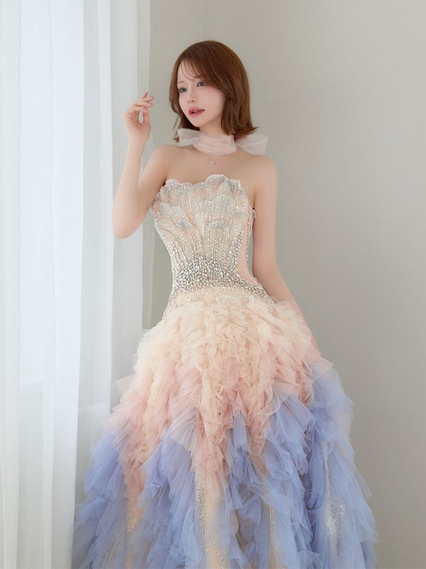 アイボリー×ブルー モデル：れみ　身長：163cm　着用サイズ：Sサイズ