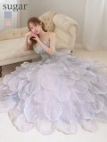 【couture an/クチュールアン】立体フラワーレース/ チュール/ シアー/ ティアード/ フリル/ フラワー刺繍/ ビジュー/ ラメ/ スパンコール/ フレア/ プリンセス/ バースデー/ ウェディングドレス/ ロングドレス/ キャバドレス long[OF05]