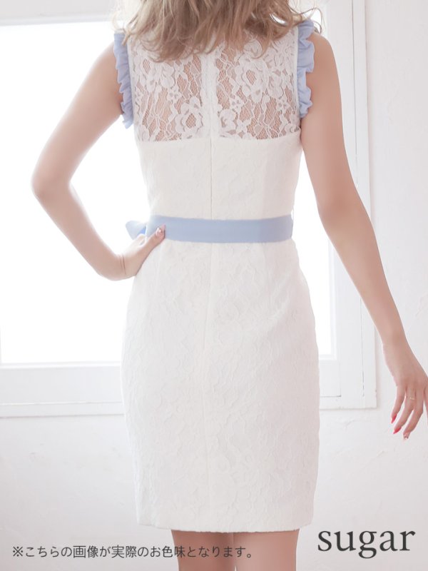 画像7: ☆人気の為再入荷☆【an_selection_Vol.18掲載商品】フラワー刺繍 /フリルライン /ウエストリボン /タイト /キャバドレス[OF05]