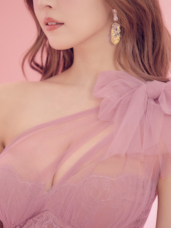 画像4: 【an ANDY Fashion Press 08 COLLECTION 01】フラワーレース/ ワンショル/ リボンデザイン/ フリル/ チュール/ マーメイド/ ロング/ キャバドレス long[OF05]