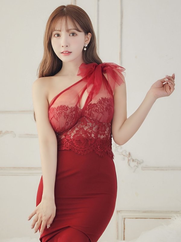 画像23: 【an ANDY Fashion Press 08 COLLECTION 01】フラワーレース/ ワンショル/ リボンデザイン/ フリル/ チュール/ マーメイド/ ロング/ キャバドレス long[OF05]