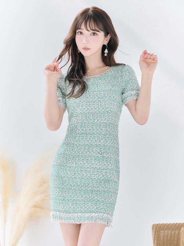 画像3: 【an/アン】ツイード / 半袖/ 袖あり/ タイト/ ミニドレス/ キャバドレス[OF05]