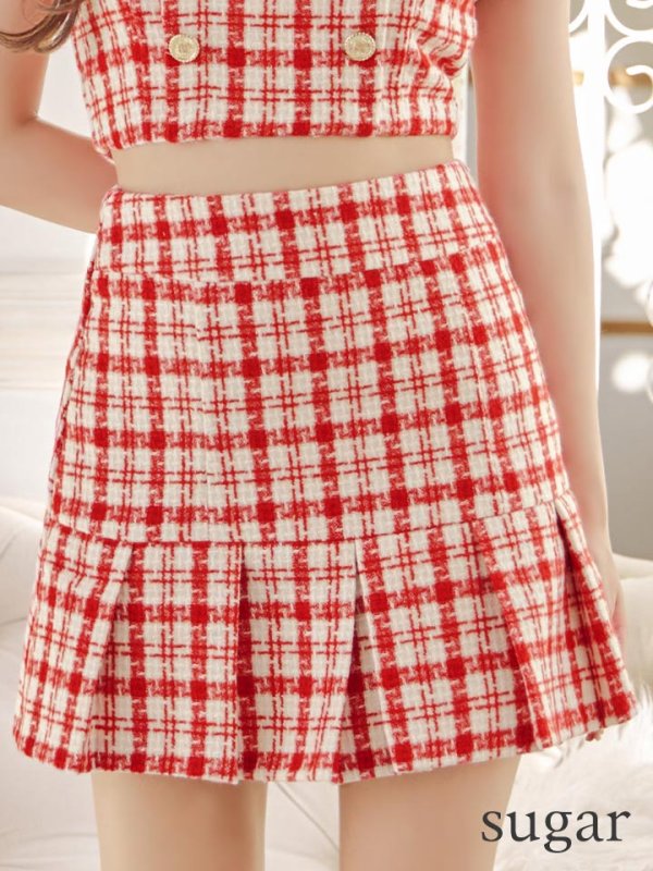 画像11: sugarオリジナルカラー☆XSサイズあり【an/アン】ミックスツイード/ ボタンデザイン/ 半袖/ 袖あり/ セットアップ/ プリーツ/ ミニドレス/ キャバドレス[OF05]