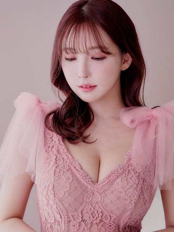 画像5: 【an /アン】マーメイド/ 総レース/ ケミカルレース/ ワンカラー/ チュール/ ショルダーリボン/ フリル/ ランジェリーライク/ ミニドレス/ キャバドレス[OF05]