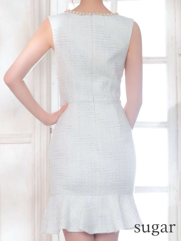 画像9: 【an/アン】ツイード/ フロントジップ/ マーメイド/ ノースリーブ/ チェーンリボン/ ワンピース/ ミニドレス/ キャバドレス[OF05]