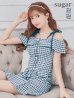 画像2: 【みゆう/関西コレクション着用】【an/アン】ギンガムチェック柄/ オフショルダー/ ショルダーリボン/ パールボタン/ プリーツ/ フレア/ ミニドレス/ キャバドレス[OF05] (2)