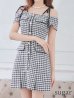 画像33: 【みゆう/関西コレクション着用】【an/アン】ギンガムチェック柄/ オフショルダー/ ショルダーリボン/ パールボタン/ プリーツ/ フレア/ ミニドレス/ キャバドレス[OF05]