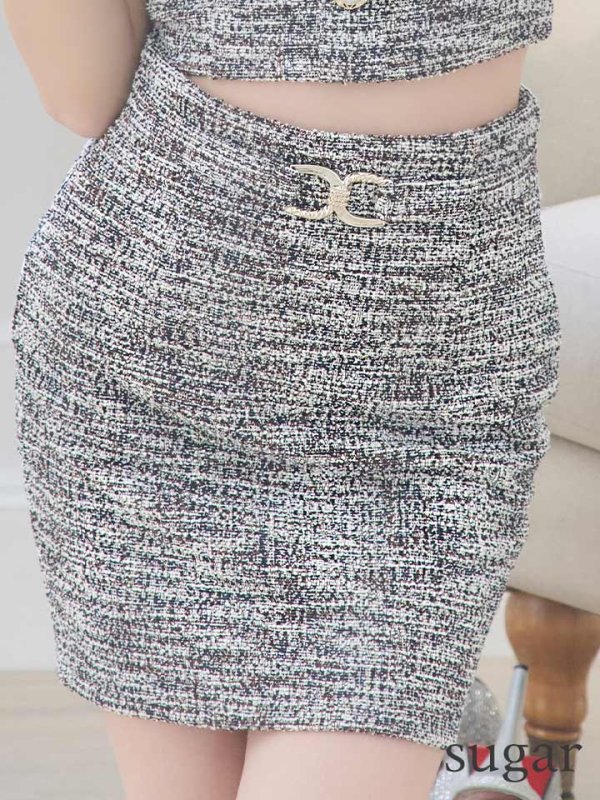 画像11: XSサイズあり【an/アン】 ツイード / セットアップ/ ストレッチ/ 半袖/ 袖あり/ パフスリーブ/ タイト/ ミニドレス/ キャバドレス[OF05]