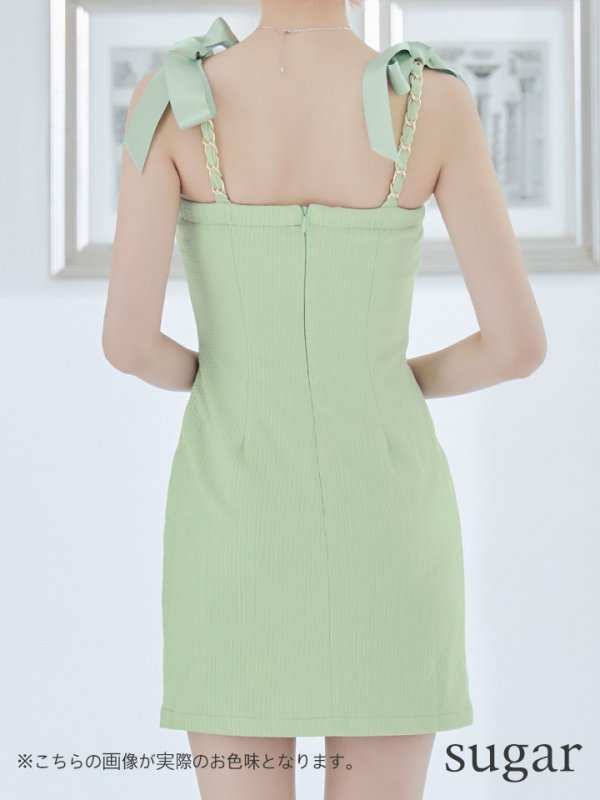 画像11: XSサイズあり【an /アン】 ツイード/ ショルダーリボン/ チェーン/ ボタン/ ワンカラー/タイト/ ミニドレス/ キャバドレス[OF05]