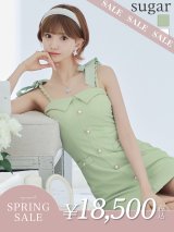 【決算SALE開催中！! 】XSサイズあり【an /アン】 ツイード/ ショルダーリボン/ チェーン/ ボタン/ ワンカラー/タイト/ ミニドレス/ キャバドレス[OF05]