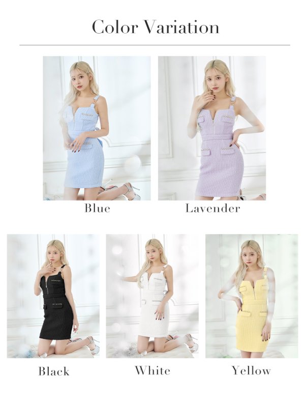 画像48: XSサイズあり【an /アン】 スーパーストレッチツイード/ バックル/ ノースリーブ/ フロントジップ/ チェーンパイピング/ タイト/ ミニドレス/ キャバドレス[OF05]