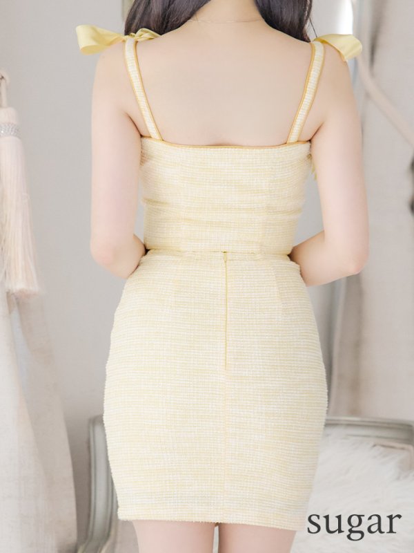 画像22: XSサイズあり【an /アン】 ショルダーリボン/ フロントジップ/ ゴールドバックル/ ボタン/ セットアップ/タイト/ ミニドレス/ キャバドレス[OF05]