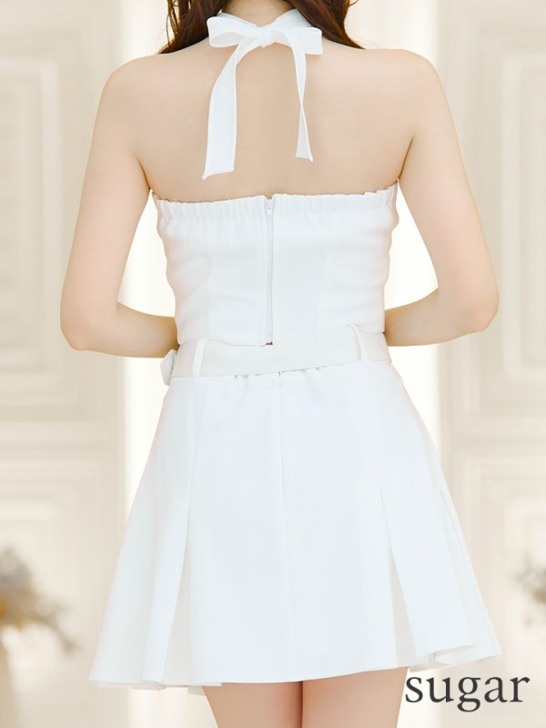 画像22: XSサイズあり【an /アン】2way/ ホルターネック/ ベア/ バストシアー/ ベルト/ ジップデザイン/ プリーツ/ フレア/ セットアップ/ ミニドレス/ キャバドレス[OF05]