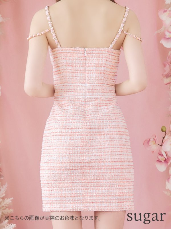 画像34: XSサイズあり【an /アン】ツイード/ リボン/ ショルダーチェーン/ キャミソール/ タイト/ ミニドレス/ キャバドレス[OF05]