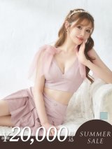 【サマーセール開催中！! 】XSサイズあり【an /アン】ショルダーリボン/ ラメ/ラインストーン/ ストレッチ/ プリーツ/ フレア/ セットアップ/ ミニドレス/ キャバドレス[OF05]