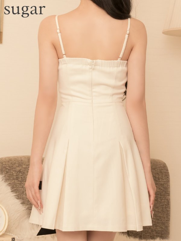 画像20: XSサイズあり【an/アン】リボン/ フロントジップ/ ワンカラー/ キャミソール/ Aライン/ フレア/ ワンピース/ ミニドレス/ キャバドレス[OF05]