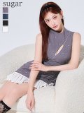 【SALE】XSサイズあり【an /アン】ビジュー/ フロントジッパー/ ノースリーブ/ プリーツ/ フレア/ ワンピース/ ミニドレス/ キャバドレス[OF05]
