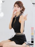 XSサイズあり【an /アン】アメスリ/ ラメ/ ビジュー/ バストジップ/ タイト/ セットアップ/ ツーピース/ ミニドレス/ キャバドレス[OF05]