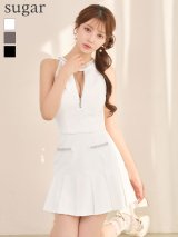 XSサイズあり【an /アン】ビジュー/ バストカット/ ノースリーブ/ フレア/ セットアップ/ ミニドレス/ キャバドレス[OF05]]