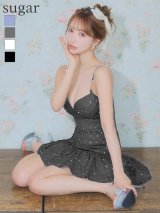 【予約商品/6月上旬-6月中旬発送予定】XSサイズあり【an /アン】パール/ チェック/ キャミソール/ 裾フリル/ フレア/ セットアップ/ ミニドレス/ キャバドレス[OF05]