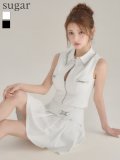 XSサイズあり【an /アン】襟付き/ ハイネック/ ビジュー/ ノースリーブ/ プリーツ/ フレア/ セットアップ/ ミニドレス/ キャバドレス[OF05]