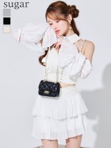 【予約商品/7月上旬発送予定】XSサイズあり【an /アン】3way/ 袖取り外し可能/ 襟付き/ ビジューボタン/ キャミソール/ シフォン/ フリル/ フレア/ セットアップ/ ミニドレス/ キャバドレス[OF05]