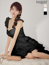 【予約商品/7月下旬-8月上旬発送予定】【an /アン】ラインストーン/ バストジップ/ ノースリーブ/ アシンメトリー/ フリル/ テールカット/ ミニドレス/ キャバドレス[OF05]