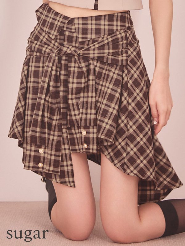 ベージュxブラウン モデル：ゆめ　身長：160cm　着用サイズ：Sサイズ