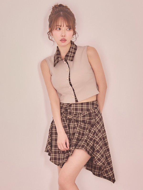 ベージュxブラウン モデル：ゆめ　身長：160cm　着用サイズ：Sサイズ