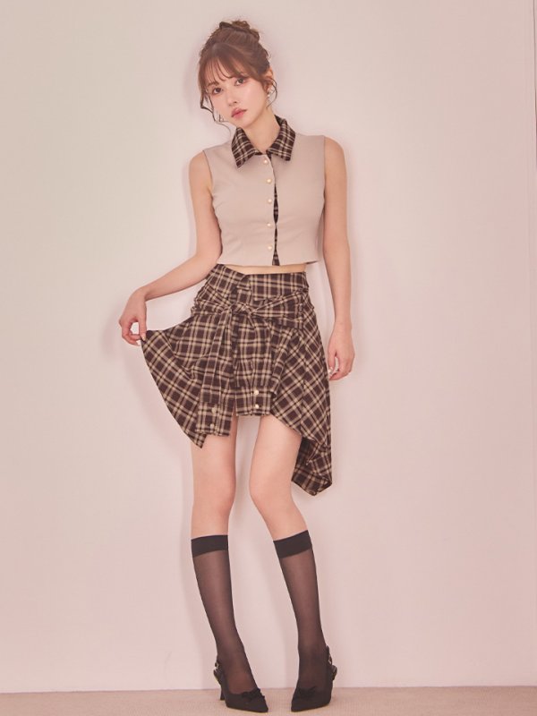 ベージュxブラウン モデル：ゆめ　身長：160cm　着用サイズ：Sサイズ