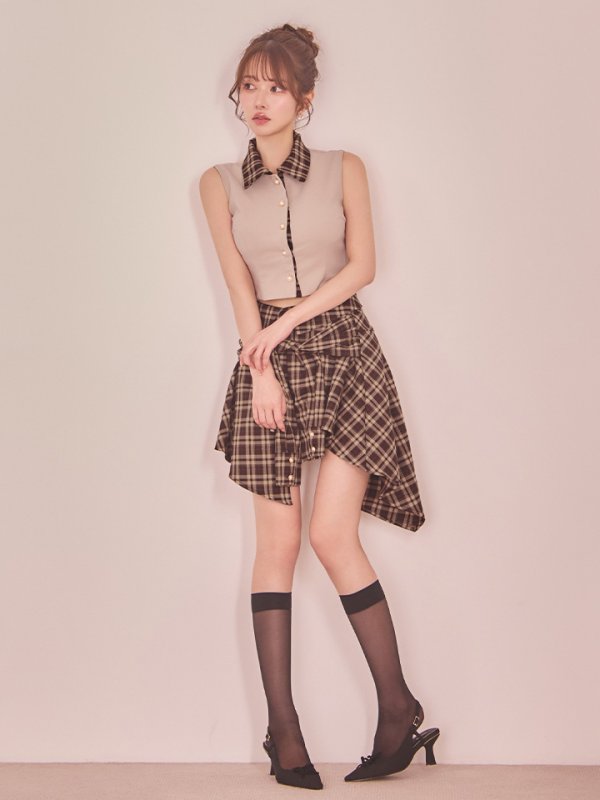 ベージュxブラウン モデル：ゆめ　身長：160cm　着用サイズ：Sサイズ