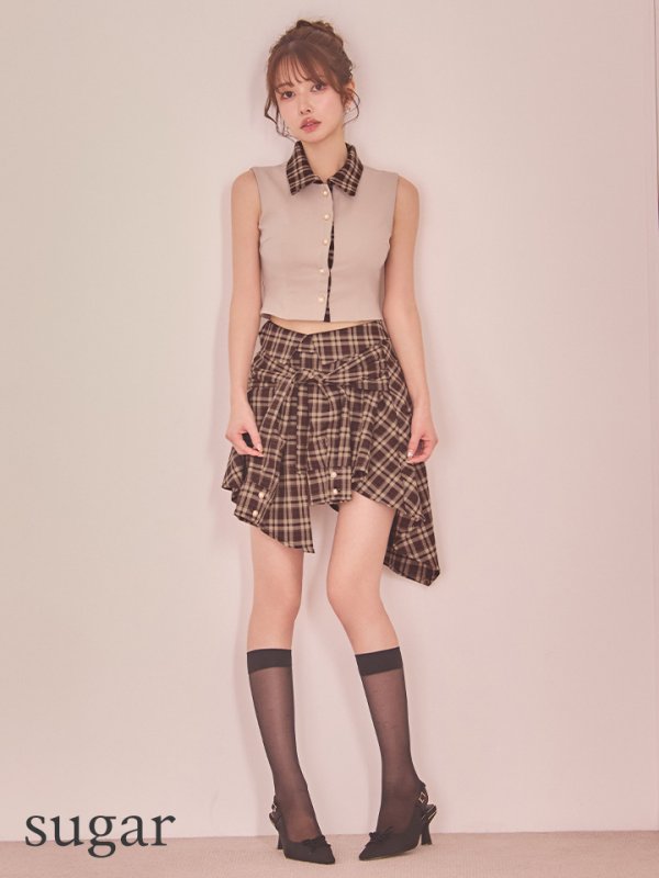 ベージュxブラウン モデル：ゆめ　身長：160cm　着用サイズ：Sサイズ